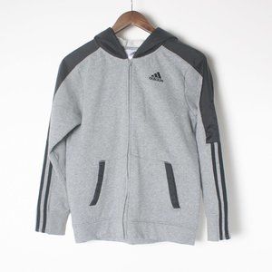 Adidas Youth Boys Zip Up Hoodie Jacket XL 14/16 Like New Gray Black